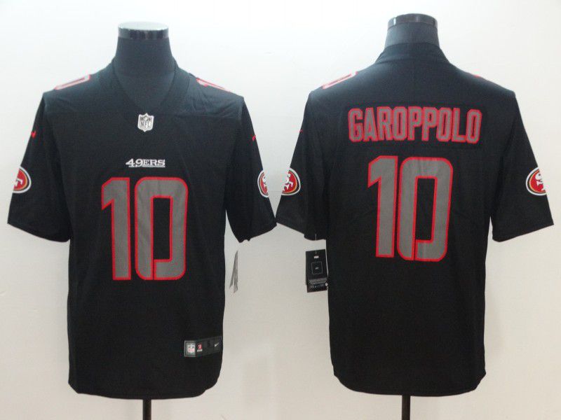 Men San Francisco 49ers #10 Garoppolo Nike Fashion Impact Black Color Rush Limited NFL Jerseys